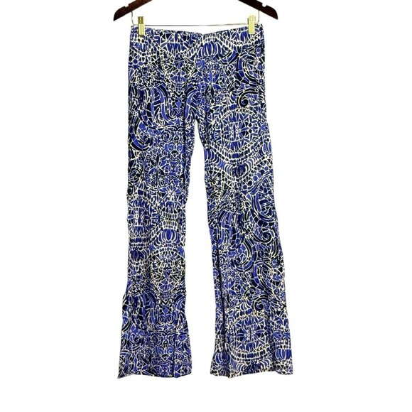 Lilly Pulitzer Casual Pants Flared Wide Women XS Elastic Hippie Retro Boho Beach - Picture 1 of 12